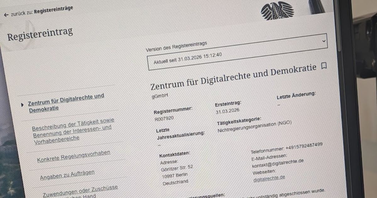 Weil Transparenz wichtig ist: Wir sind nun im Lobbyregister